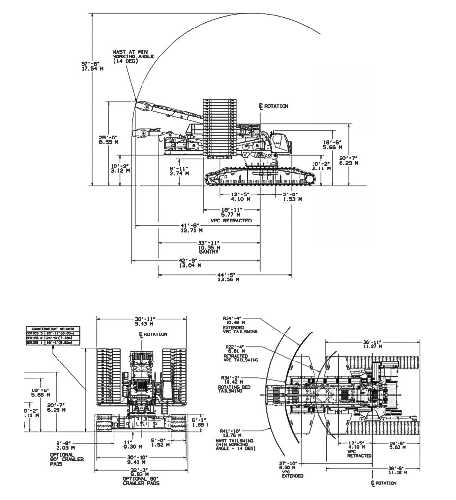 Manitowoc MLC650 dimensions